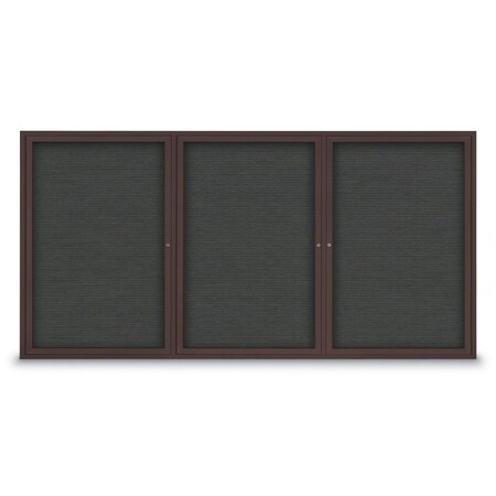 United Visual Products 18"x24" 1-Door Enclosed Outdoor Letterboard, Grey Felt/Bronze Alum UV1166D-BRONZE-GREY
